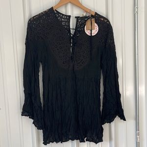 Umgee Defect Blouse small Black New lace
